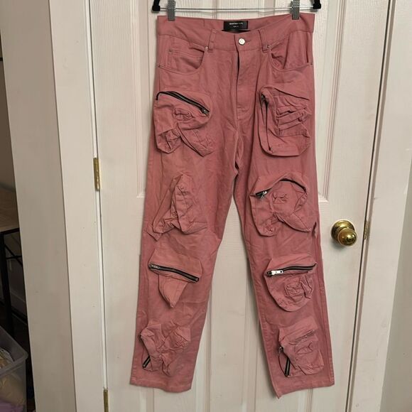 Dead Than Cool Pink 3D Patch Pocket Cargo Pants 100% Cotton Men's Size 32 - Picture 7 of 11